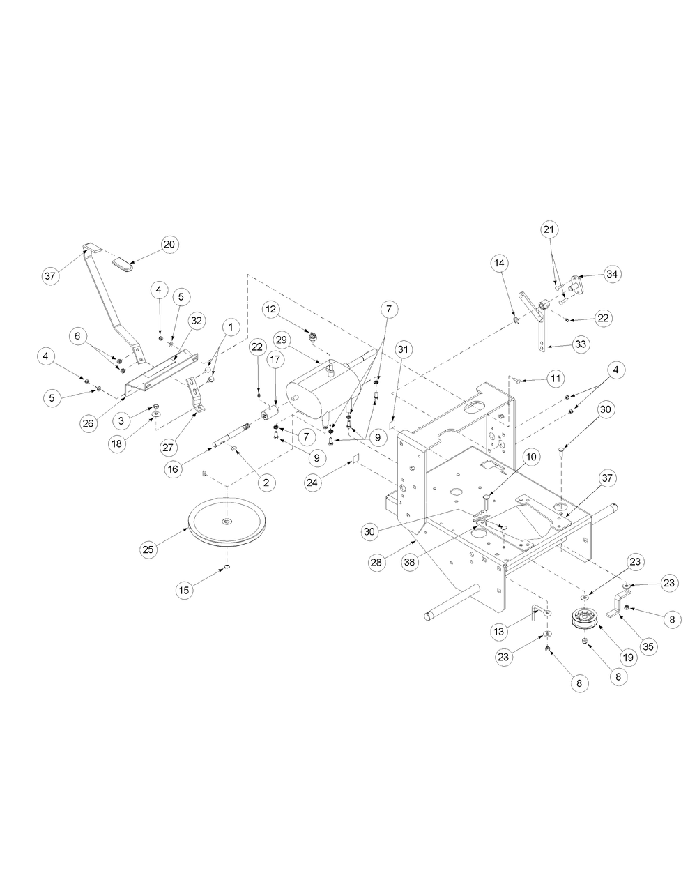 Deck Assembly Standard Track Diagram and Parts List for G1332 55AI5GMQ750-WAM Cub Cadet Lawn Mower